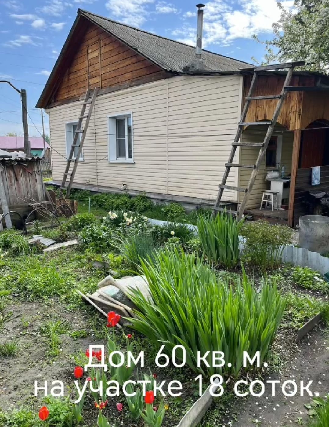 Продаётся дом в с. Соколово 60 кв. м. на участке 18 соток в очень живописном месте. 
Всё в собственности.
В доме 3 комнаты и кухня. Отопление печное-водяное.
Имеются баня, летняя кухня, гараж, теплица, дровник и углярка.
Красивый ухоженный двор.
Один взрослый собственник, больше 5 лет. Без обременен